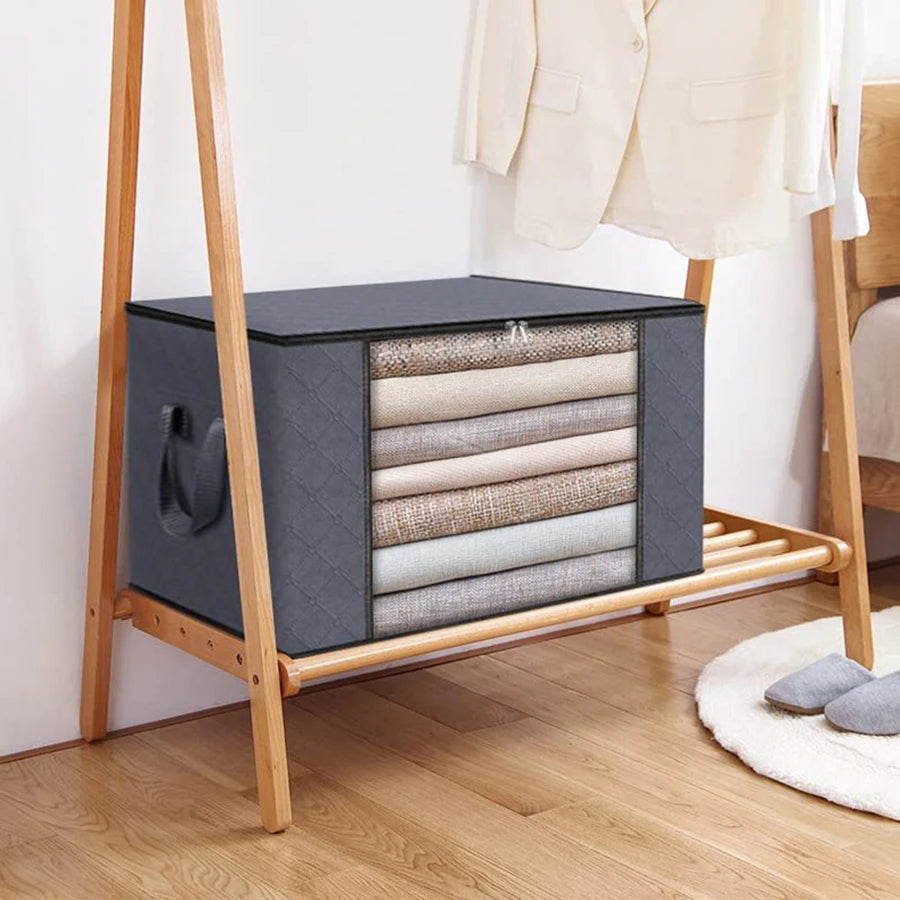 New fabric thickened non-woven fabric portable reinforced household foldable storage basket large capacity clothes quilt storage