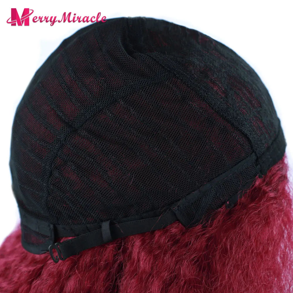 Long Kinky Curly Ombre Color Synthetic Wigs for Black Women Black Blonde Ginger White Hair Afro Kinky Curly Synthetic Hair Wigs