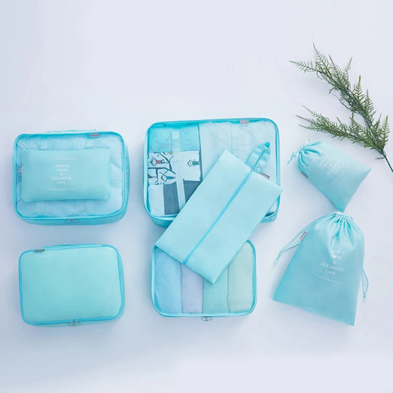 7/6 Pcs Set Portable Travel Organizer Storage Bags Suitcase Packing Set  Luggage Organization Bags For Clothes Shoes Cosmetics