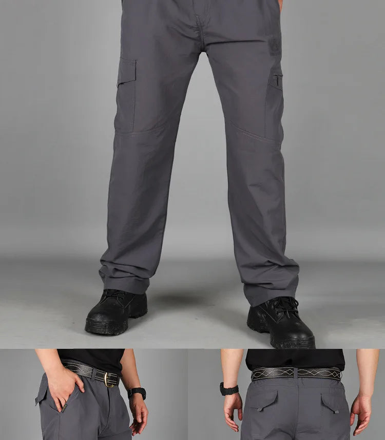 Men City Pants Cargo Trousers Multi-pocket Waterproof Wear-resistant Casual Training Overalls  Fat Cargo Quick Dry Pants
