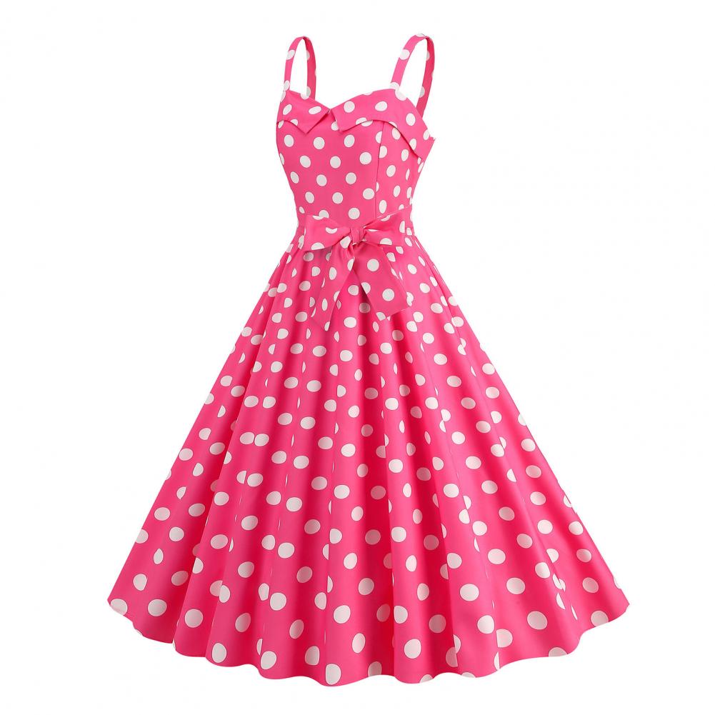 Women Vintage Barbiee Pink Plaid Dress Retro Rockabilly Strap Suspenders Cocktail Party 1950s 40s Swing Dress Summer Dresses