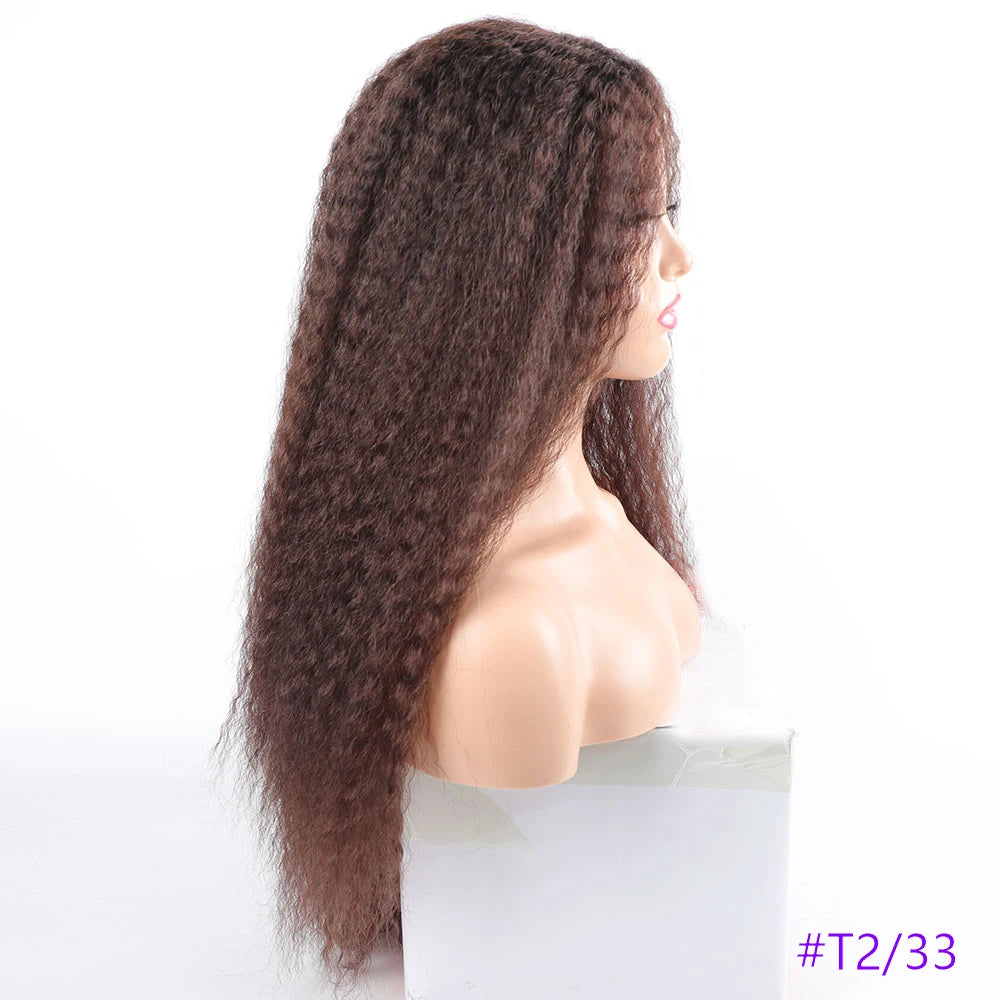 Long Puffy Kinky Curly Synthetic Wigs for Women Black Brown Color Synthetic Curly Hair Wigs Afro Kinky Curly Synthetic Hair Wigs