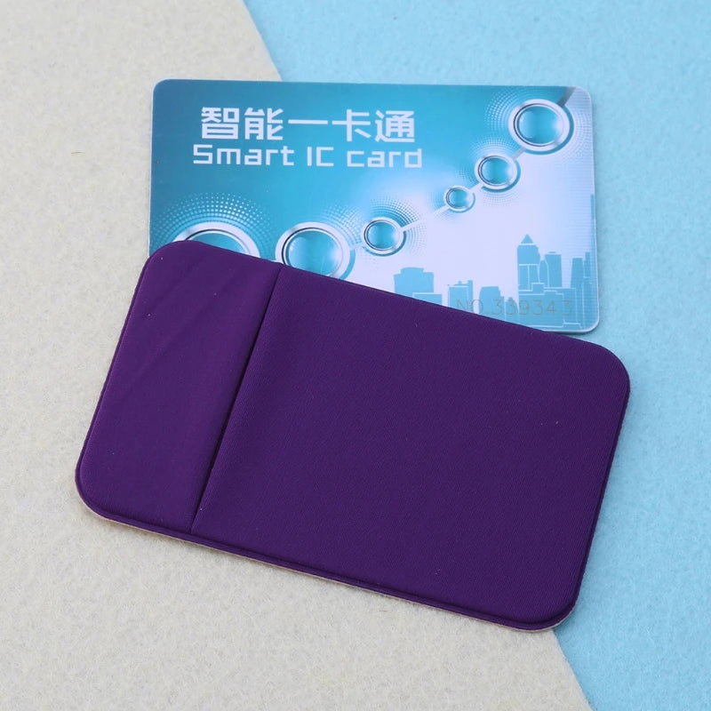 Credit Card Wallet Holder Pocket Stick-On Adhesive Elastic Tool