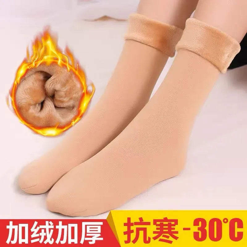 Women's Winter Thick Insulation Short Cashmere Socks Nylon Snow Velvet Boot Solid Color High-quality Women's Floor Socks
