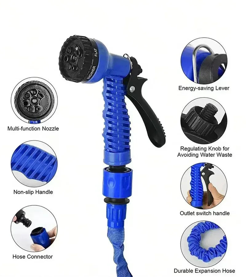 25FT-200FT Garden Hose Expandable Magic Water Pipes Home Garden Daily Watering Tools High-Pressure Car Wash Cleaning Water Gun