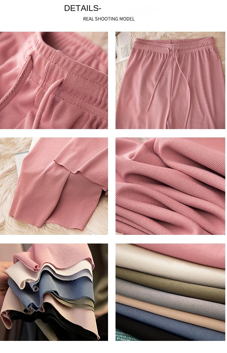 High Waist Women's Pants Ice Silk Woman Clothing Thin Youthful Woman Clothes Casual Korean Reviews Many Clothes Slim Loose Pants