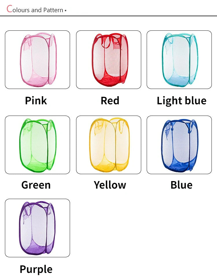 Hot 2PCS Folding Household Laundry Storage Basket Mesh Dirty Clothes Storage BasketToy Storage Bag Household Storage Bucket