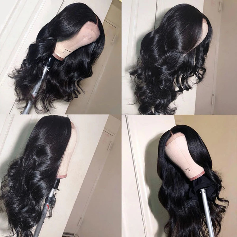 African Synthetic wig women's black wavy curly medium long hair chemical fiber matte high-temperature silk headband cover 50CM