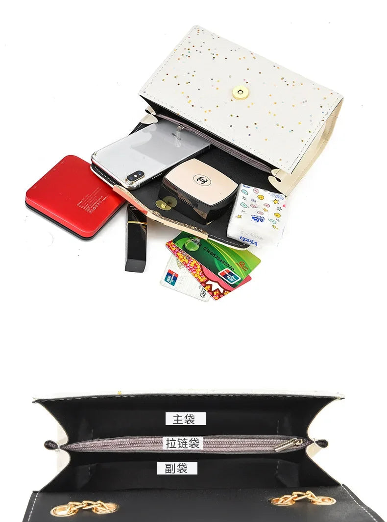 Women Diamonds Shoulder Bags Rhinestone Handbag PU Leather Flap Bag Female Large Capacity Casual Crossobdy Clutch Bag Fashion