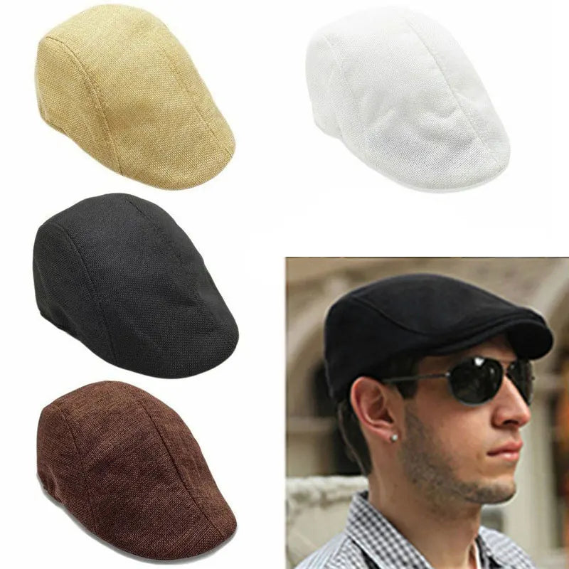 Men Berets Cap British Style 2024 New Autumn Summer Linen Hats Fashion Flat Caps Classic Vintage Gatsby Cabbie Cap Chapeau Homme