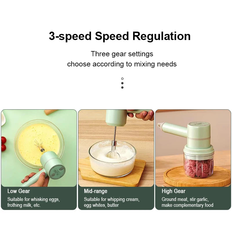 Wireless Portable Electric Food Mixer Hand Blender 3 Speeds High Power Dough Blender Egg Beater Baking Hand Mixer Kitchen Tools