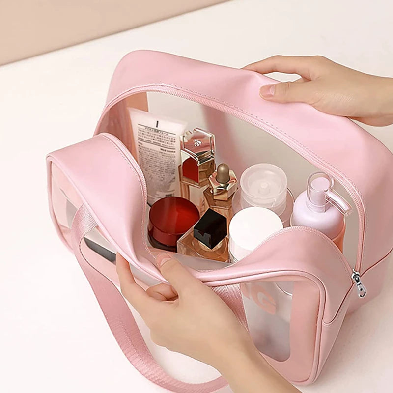 Portable Transparent PVC Makeup Bags Women's Waterproof Cosmetic Bag Travel Washing Toiletry Shower Storage Bag Pouches