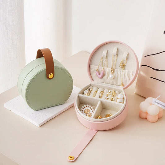 Mini Jewelry Organizer Display Travel Jewelry Case Boxes Earrings Necklace Ring Portable Handbag Jewelry Box Leather Storage