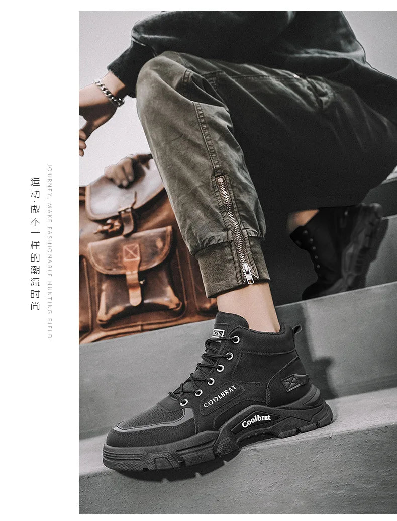 2024 Mens Boots Casual Shoes Winter Leather Designer Luxury Ankle boots Platform Work Safety shoes Sneakers botas para hombre