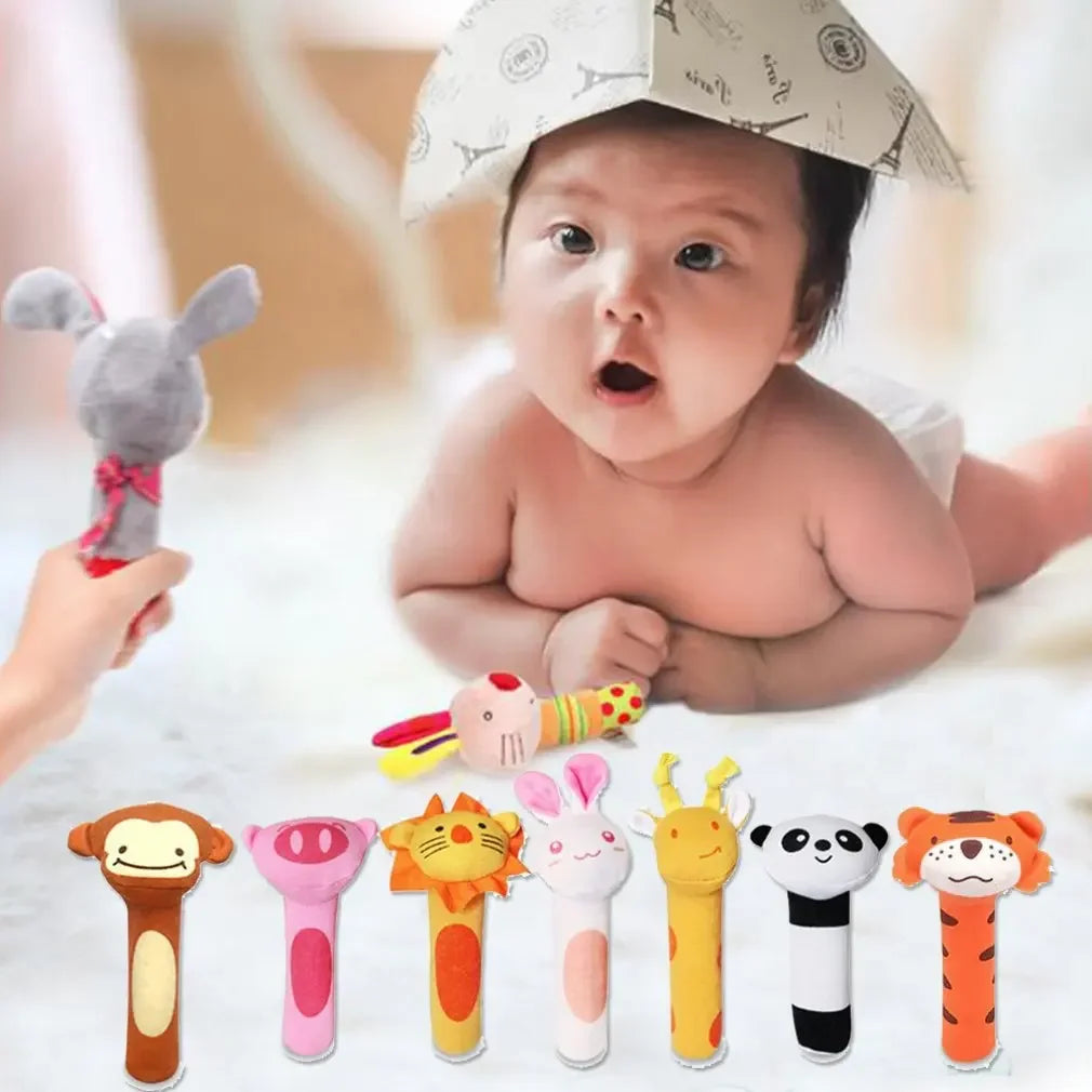 New Baby Animal Hand Bell Rattle Soft Rattle Toy Newborn Educational Rattle Mobiles Baby Toys Cute Plush Bebe Toys 0-12 Months