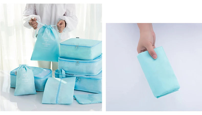 7/8/9 PCS New Set Travel Organizer Storage Bags Large Capacity Suitcase Storage Luggage Clothes Sorting Organizer Set Shoe Pouch