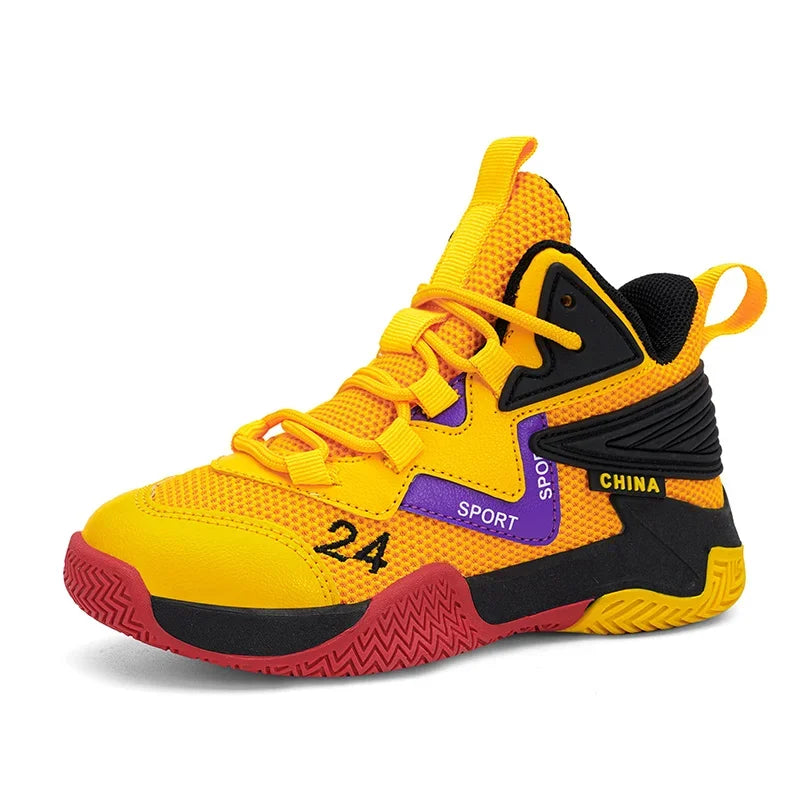 Children's Basketball Shoes for Boys Breathable Casual Sneakers Thick Sole Anti-slippery Kids Student Running Sports Shoes
