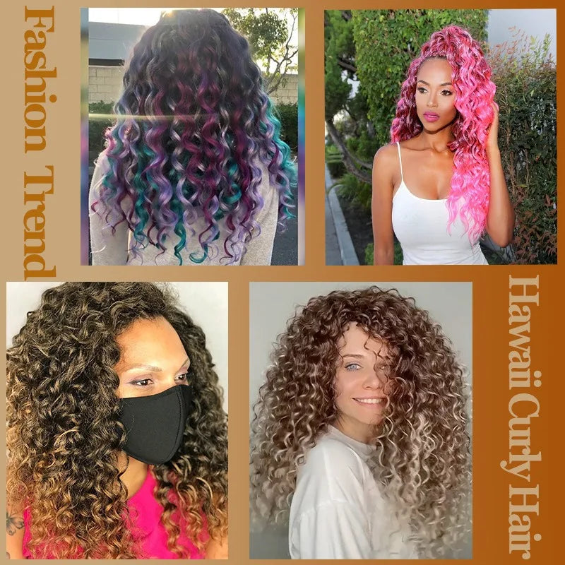 H&STAR Synthetic 18Inch Crochet Hair Ocean Wave Crochet Hair Water Wave  Braiding Hair Extensions Curly Hair for  Women
