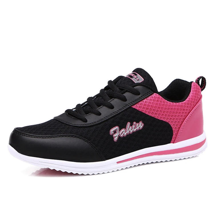 Breathable Sneakers For Women 2024 New Fashion Solid Color Soft Women Sneakers Mesh Fabric Lace Up Woman Shoes Female Footwear