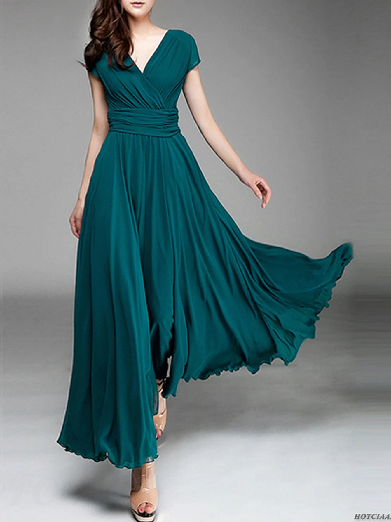 2023 Women Ladies Clothing Short-Sleeve Sexy Club Boho Beach Dress Lady Summer Deep V Neck Party Long Maxi Dress