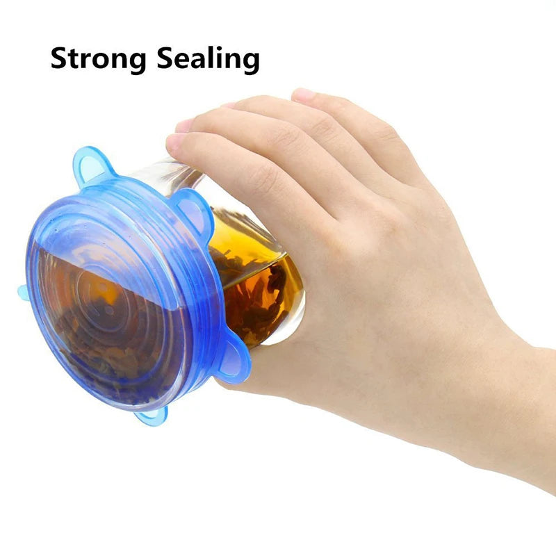 6/12/24PCS Food Silicone Cover Fresh-keeping Stretch Lid Reusable Airtight Cap Wrap Kitchen Accessories Refrigerator Storage