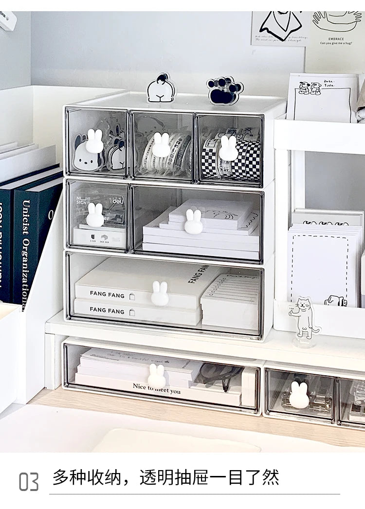 Kawaii Ins Organizer Desktop Drawer Free Combination Storage Box Plastic Hairpin Makeup Cosmetics Desk Storage Organizer Rack