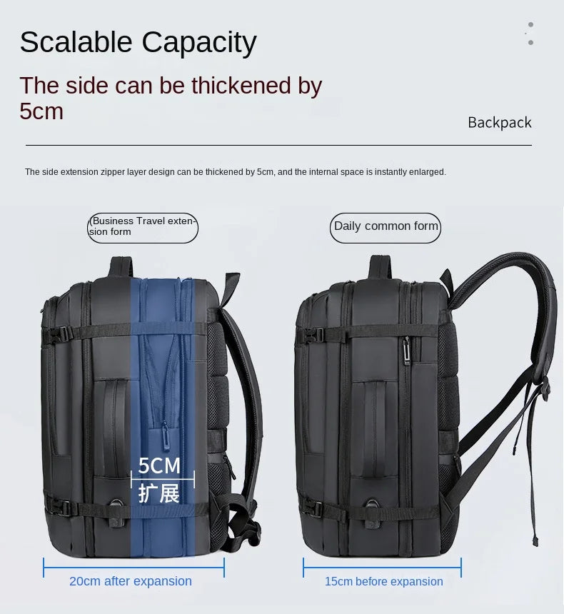 40LExpandable USB Travel Backpack, Flight Approved Carry on Bags for Airplanes,Water Resistant Durable 17-inch backpack men