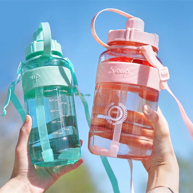 2 Liter Fitness Sports Bottle Plastic Large Capacity Water Bottle with Straw Girl Outdoor Climbing Drink Bottle Kettle BPA free