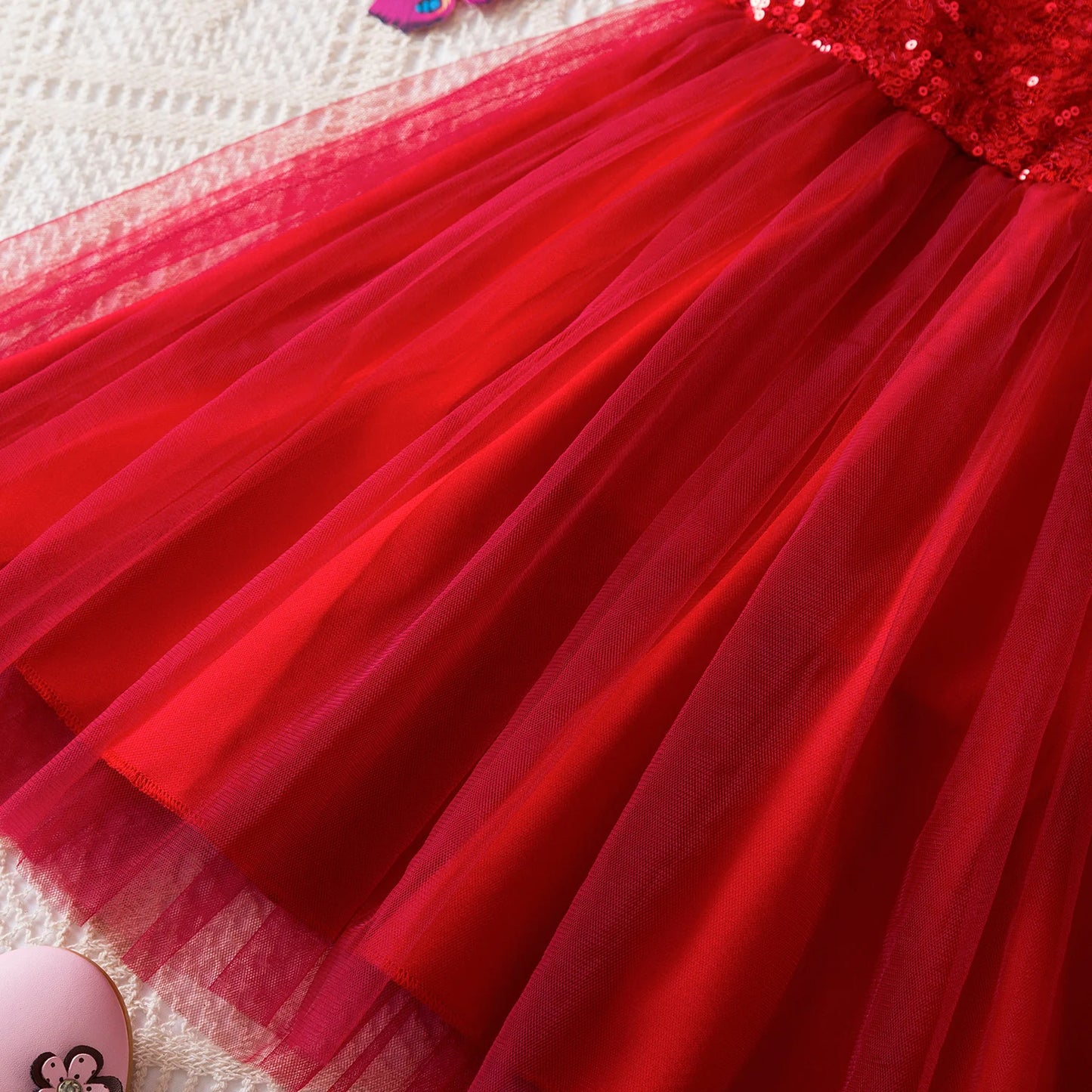 Polka Dot Tulle Kids Princess Dresses for Girls New Spring Autumn Wedding Birthday Party Vestido 3-8 Yrs Children Casual Clothes