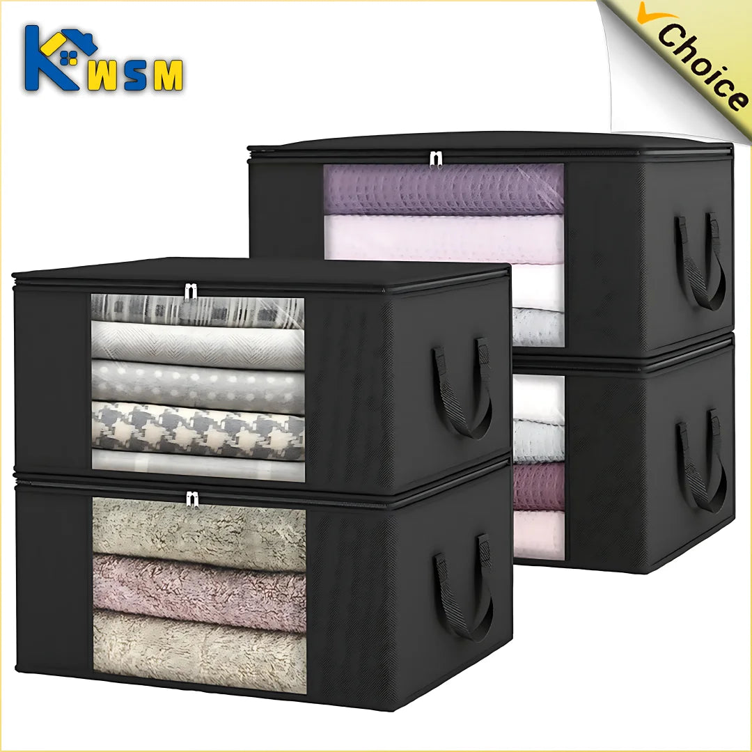 Clothes Storage Bag Folding Nonwoven Storage Bag Portable Large Capacity Storage Bag Dustproof Zip Clothes Quilt Storage Bag