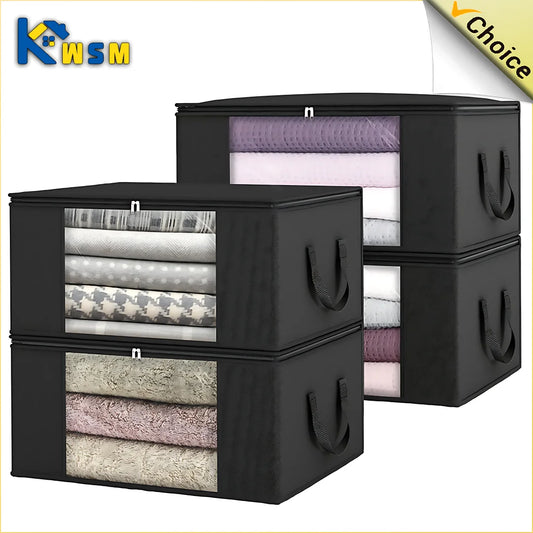 Clothes Storage Bag Folding Nonwoven Storage Bag Portable Large Capacity Storage Bag Dustproof Zip Clothes Quilt Storage Bag