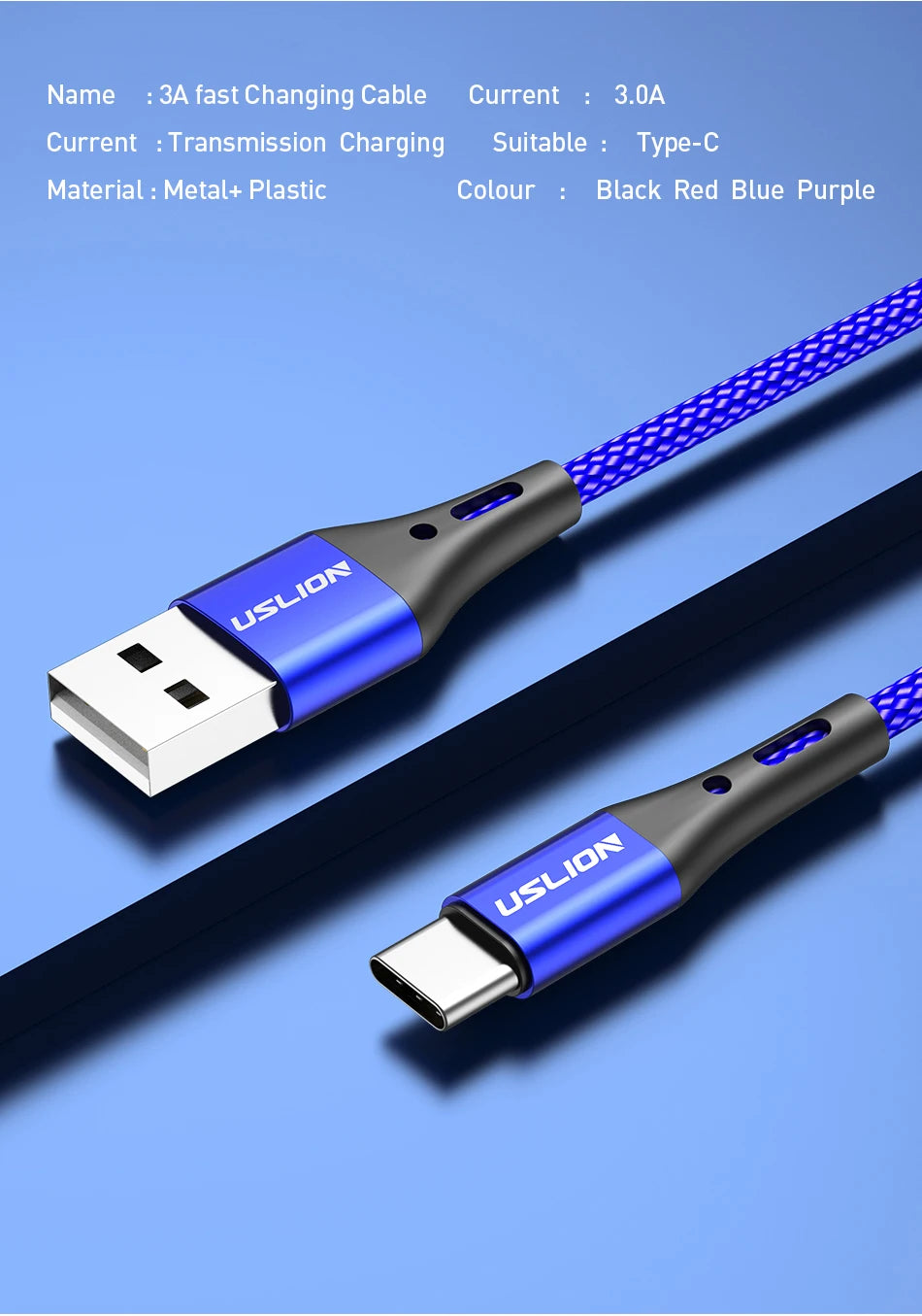3A USB Type C Cable Wire For Samsung S24 S23 Xiaomi mi 14 Mobile Phone Fast Charging USB C Cable Type-C Charger Micro USB Cables