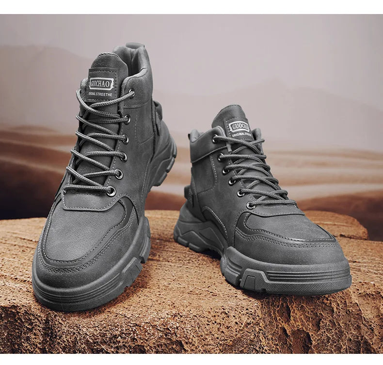 2024 Mens Boots Casual Shoes Winter Leather Designer Luxury Ankle boots Platform Work Safety shoes Sneakers botas para hombre
