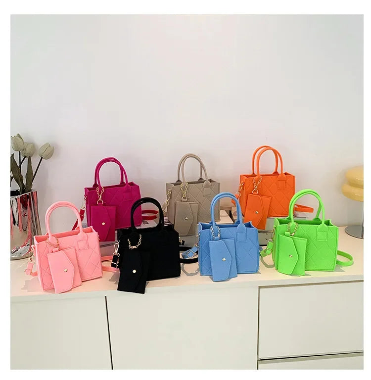 New Zipper Messenger Bag Solid Color Felt Women Shoulder Bag Luxury Designer Handbag Casual Crossbody Bags for Women