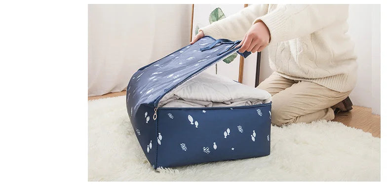 Quilt Storage Bag Cat Little Fish Rocket Pattern Quilt Storage Bag Oxford Material Moving Clothing Storage Bag Travel Organizer