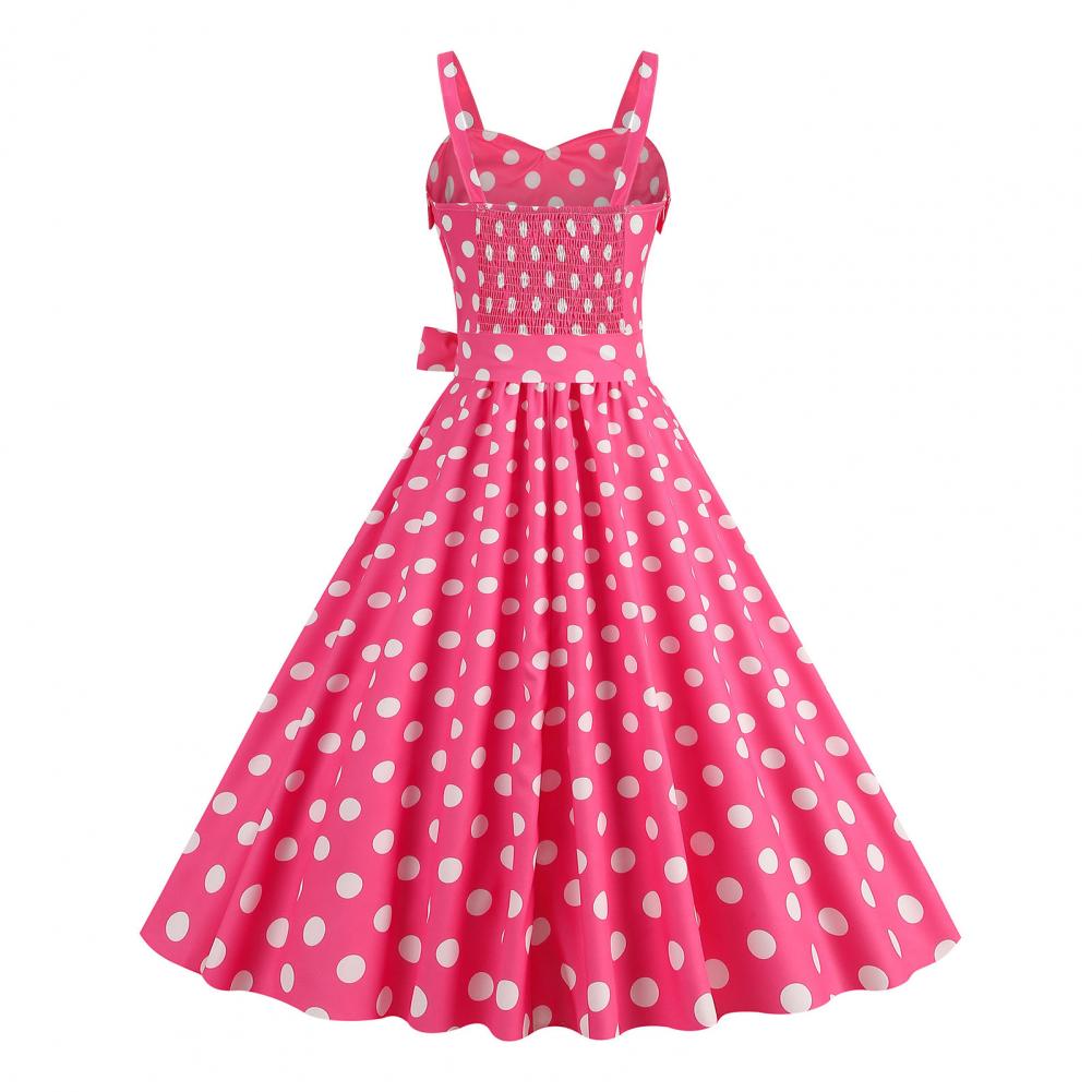 Women Vintage Barbiee Pink Plaid Dress Retro Rockabilly Strap Suspenders Cocktail Party 1950s 40s Swing Dress Summer Dresses