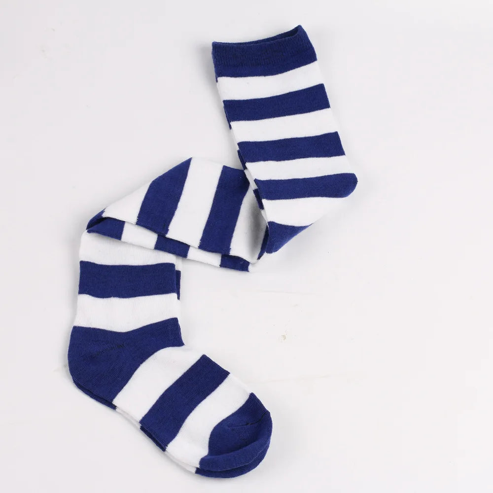 Color Striped Stockings Japanese Over Knee Socks Fashion Women Keep Warm Soks Sexy Slim Long Soks Black White Striped Hosiery