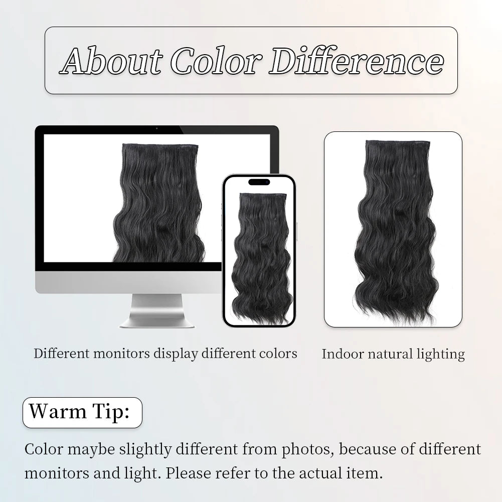 Body Wave Hairstyle Synthetic Hair Extensions 4pcs/set Head   Wigs Clip Clips Hair Extensions For Women Girls