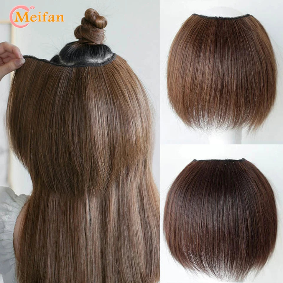 MEIFAN Synthetic Long Straight U-Shaped Half Wig Hair Clip in One-piece Hair Extension Invisible Natural Fake Hairpiece for Wome