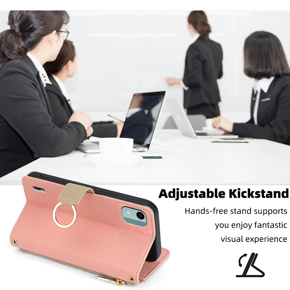 New Fashionable Multi-color Patchwork Flip Leather Phone Case with Lanyard Nokia C12 Pro X10-X20 G21-G11 G10-G20 C20 1.4