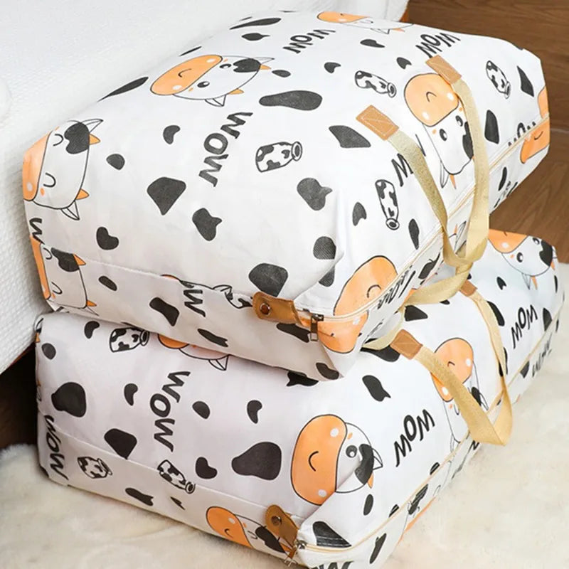 Storage Bag Cute Cartoon Pattern Luggage Bag Moisture Dust Proof Quilt Clothes Storage Bag Large Capacity Sorting Bags Household