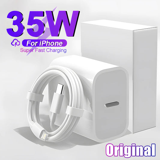 Original 35W PD Fast Charger For iPhone 16 15 14 11 13 12 Pro Max Plus USB Cable Fast Charging Type-C Date 1 M Cables Accessorie