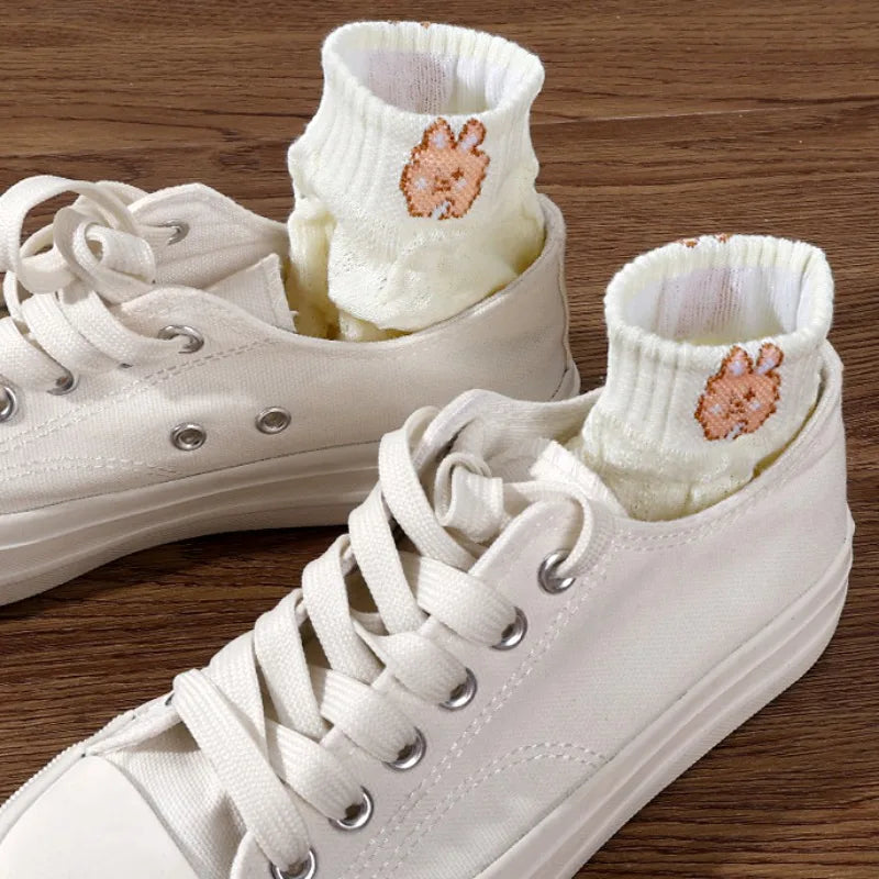 Cute Cat Boat Socks Summer Anti Slip Sweet Lovely Cartoon Animals Simple Short Sock Sweat-absorbing Breathable Elastic Hosiery
