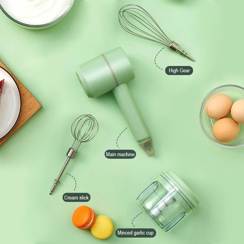 Wireless Portable Electric Food Mixer Hand Blender 3 Speeds High Power Dough Blender Egg Beater Baking Hand Mixer Kitchen Tools