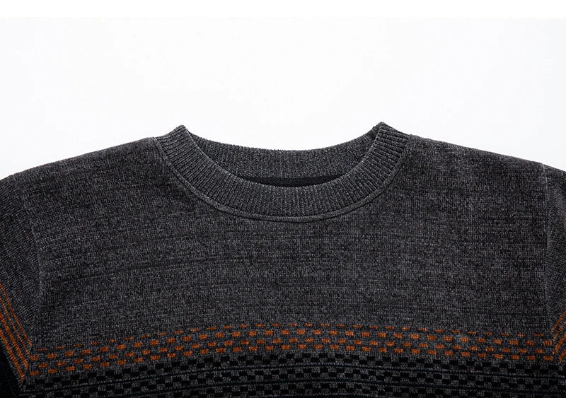 Autumn and winter new style men's casual knitted turtleneck sweater plus fleece close-fitting high-quality square collar jacket
