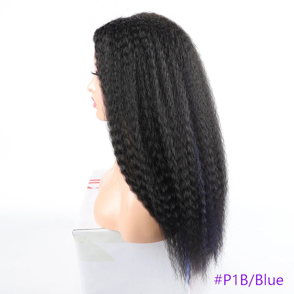 Long Puffy Kinky Curly Synthetic Wigs for Women Black Brown Color Synthetic Curly Hair Wigs Afro Kinky Curly Synthetic Hair Wigs