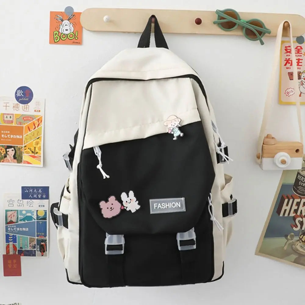 Nylon Book Bag Large Capacity Teenage College Backpack Fashion School Bag Cute Girls Boys Travel Backbag College Bag Waterproof