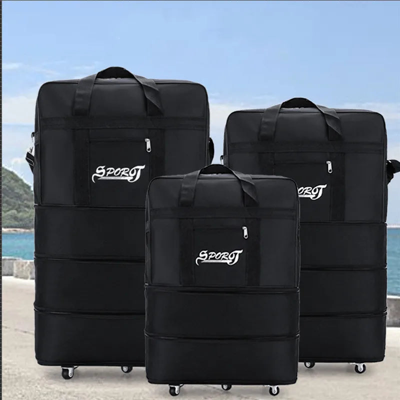 Foldable Luggage Bag  Airline Checked Bag Oxford Large Capacity Travel Universal Wheel Moving Storage Bag Rolling Packing Cubes