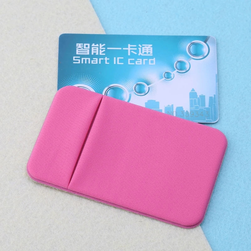 Credit Card Wallet Holder Pocket Stick-On Adhesive Elastic Tool