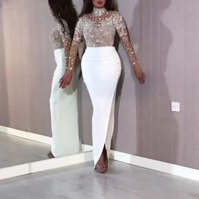 2024 Hot Style Women Gauze Patchwork High-waisted Wedding Dress Full Evening Dress Natural Print Pattern BASICS Embossed